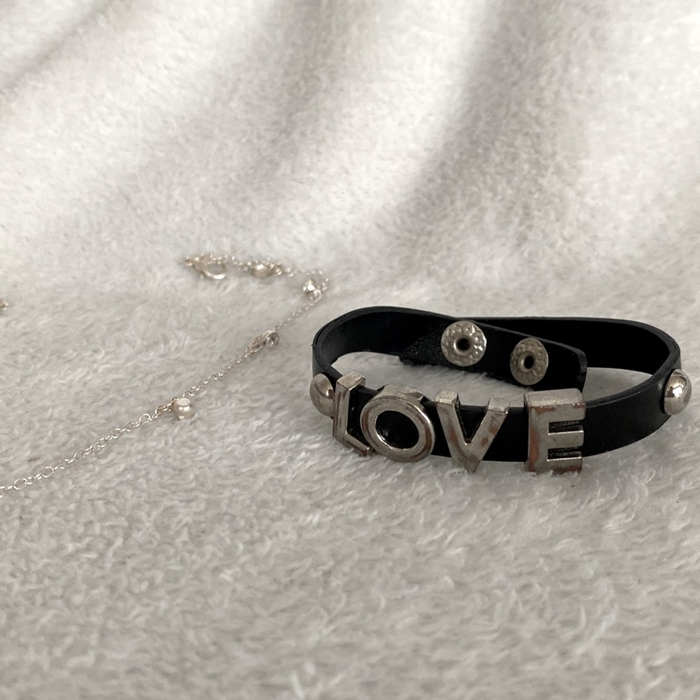 Love bracelet and silver necklace